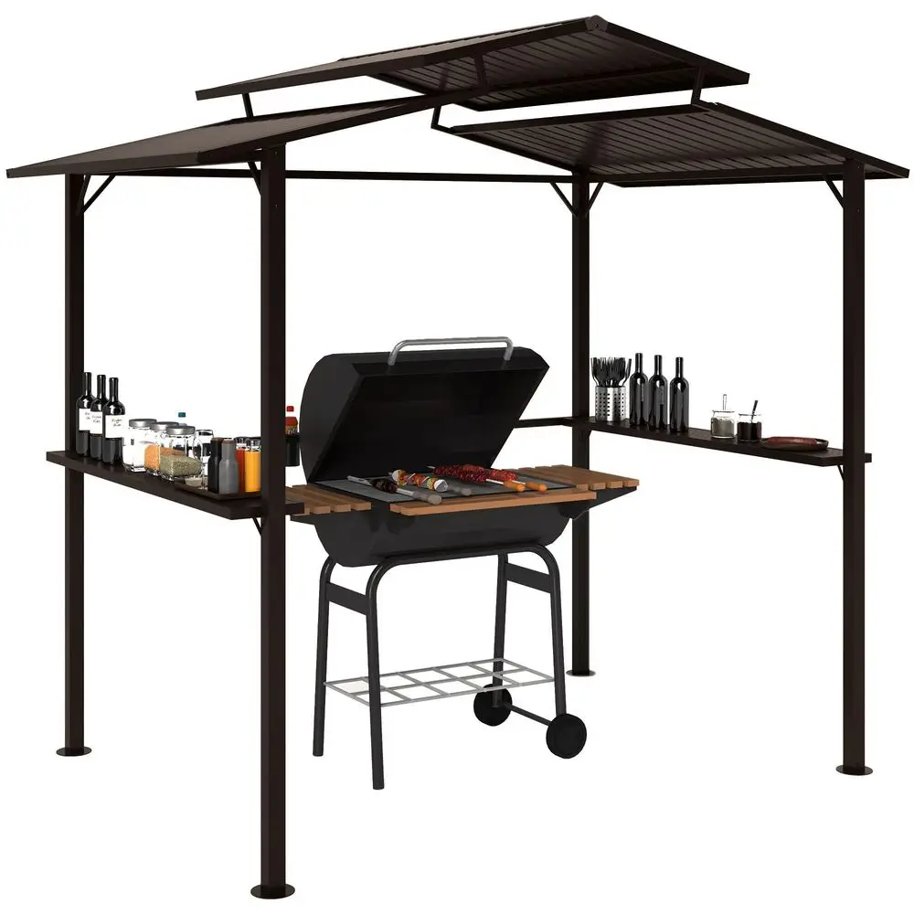 8 x 5 Hardtop Grill Gazebo with Double Metal Roof, 2 Side Shelves and 4 Cup Holders, Outdoor BBQ Gazebo, Grill Canopy for Patio
8 x 5 Hardtop Grill Gazebo with Double Metal Roof, 2 Side Shelves and 4 Cup Holders, Outdoor BBQ Gazebo, Grill Canopy for Patio