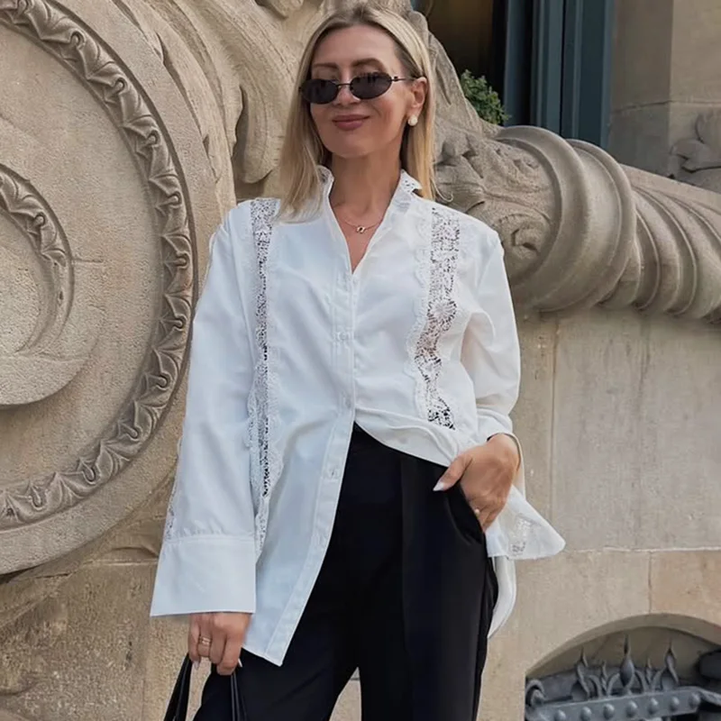 Ticketsx Lace Hollow Out Shirt Women Fashion New Casual Patchwork Loose Single Breast Shirt Elegant Office Party Ladies Shirt
Ticketsx Lace Hollow Out Shirt Women Fashion New Casual Patchwork Loose Single Breast Shirt Elegant Office Party Ladies Shirt