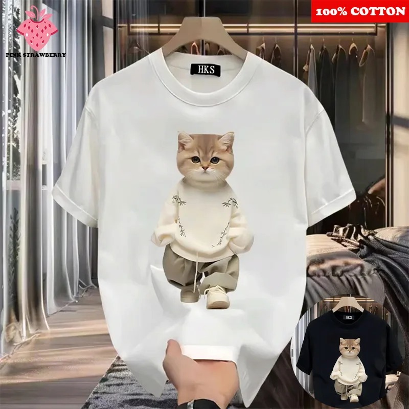 Fashion Cartoon Cat Print T-shirt Men's Summer 2025New 100%Cotton High quality Short Sleeve T-shirt Y2k Casual Top mens clothing
Fashion Cartoon Cat Print T-shirt Men's Summer 2025New 100%Cotton High quality Short Sleeve T-shirt Y2k Casual Top mens clothing