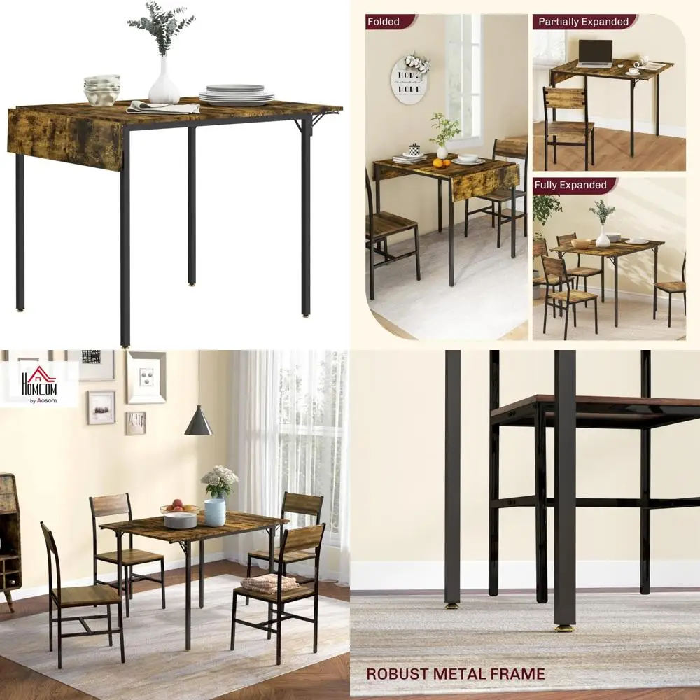 Space-Saving Drop Leaf Dining Table for Small Spaces, Rustic Brown, Expandable to Seat 4
Space-Saving Drop Leaf Dining Table for Small Spaces, Rustic Brown, Expandable to Seat 4