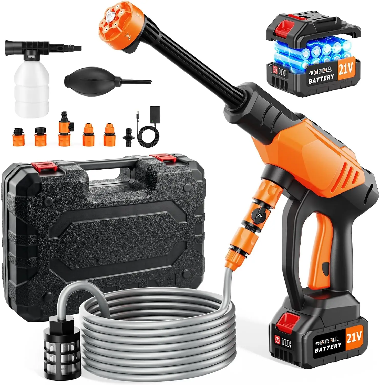 Cordless Pressure Washer with 6-in-1 Nozzle & Foam Cannon, Portable High Pressure Cleaner for Car, Driveway, Garden
Cordless Pressure Washer with 6-in-1 Nozzle & Foam Cannon, Portable High Pressure Cleaner for Car, Driveway, Garden