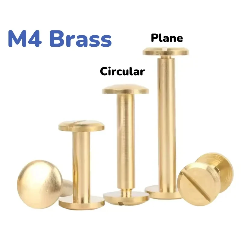 M4 Brass Copper Flat Round Rivets Solid Plane Binding Rivet Nail for Leather Craft Belt Wallet Album Connection