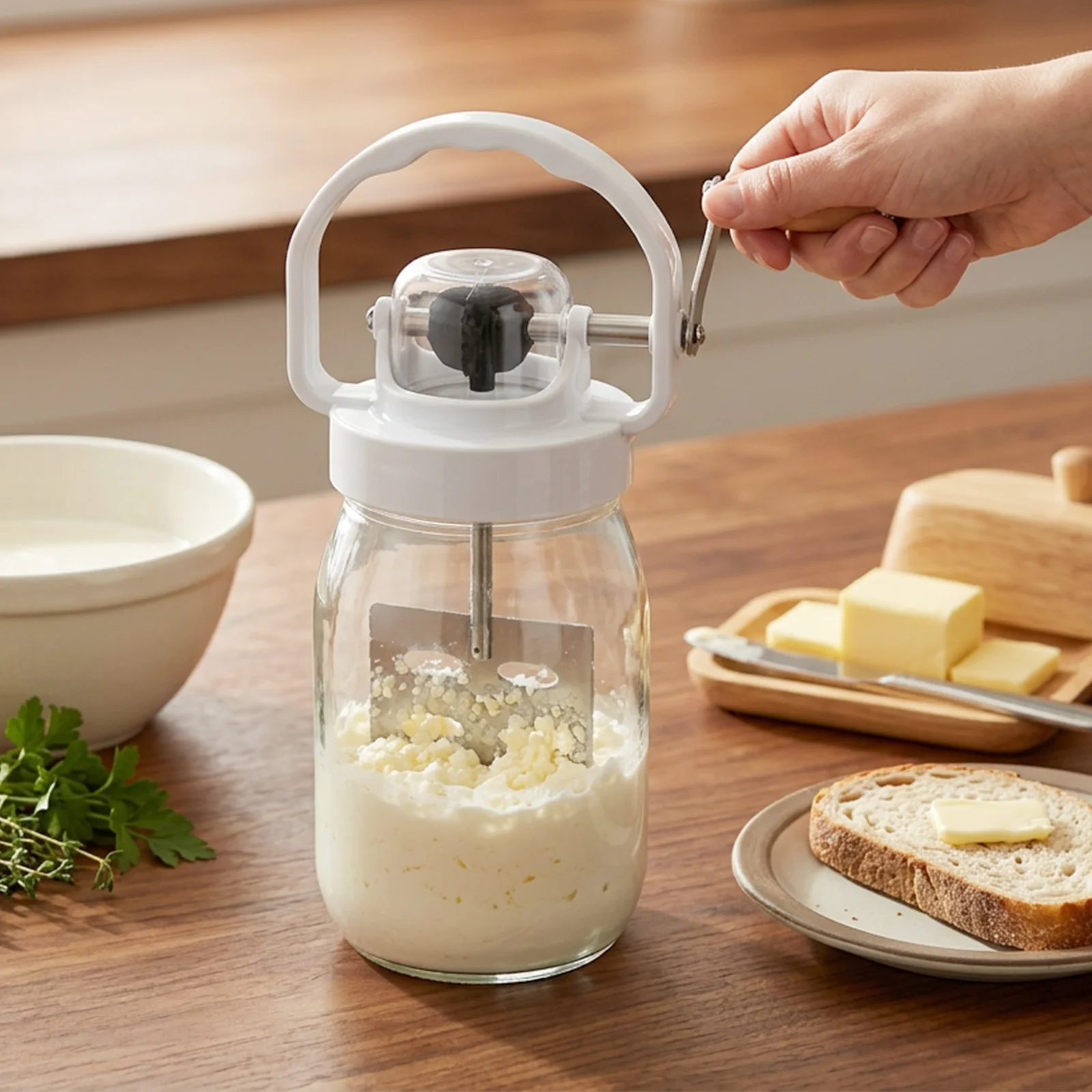 1500ML/51oz Hand Crank Butter Blender Tool with Glass Bottle No dirty hands Manual Butter Churn Maker Juicer Mixer Kitchen Tool
1500ML/51oz Hand Crank Butter Blender Tool with Glass Bottle No dirty hands Manual Butter Churn Maker Juicer Mixer Kitchen Tool