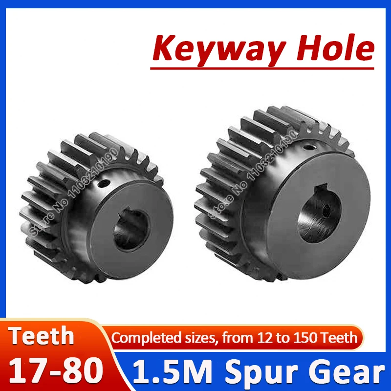1Pc 1.5M Spur Gear 17-80 Teeth With Keyway Hole 1.5 Modulus Pinion Gears Cylindrical Motor Gear Tramission Parts Bore 10-30mm
1Pc 1.5M Spur Gear 17-80 Teeth With Keyway Hole 1.5 Modulus Pinion Gears Cylindrical Motor Gear Tramission Parts Bore 10-30mm