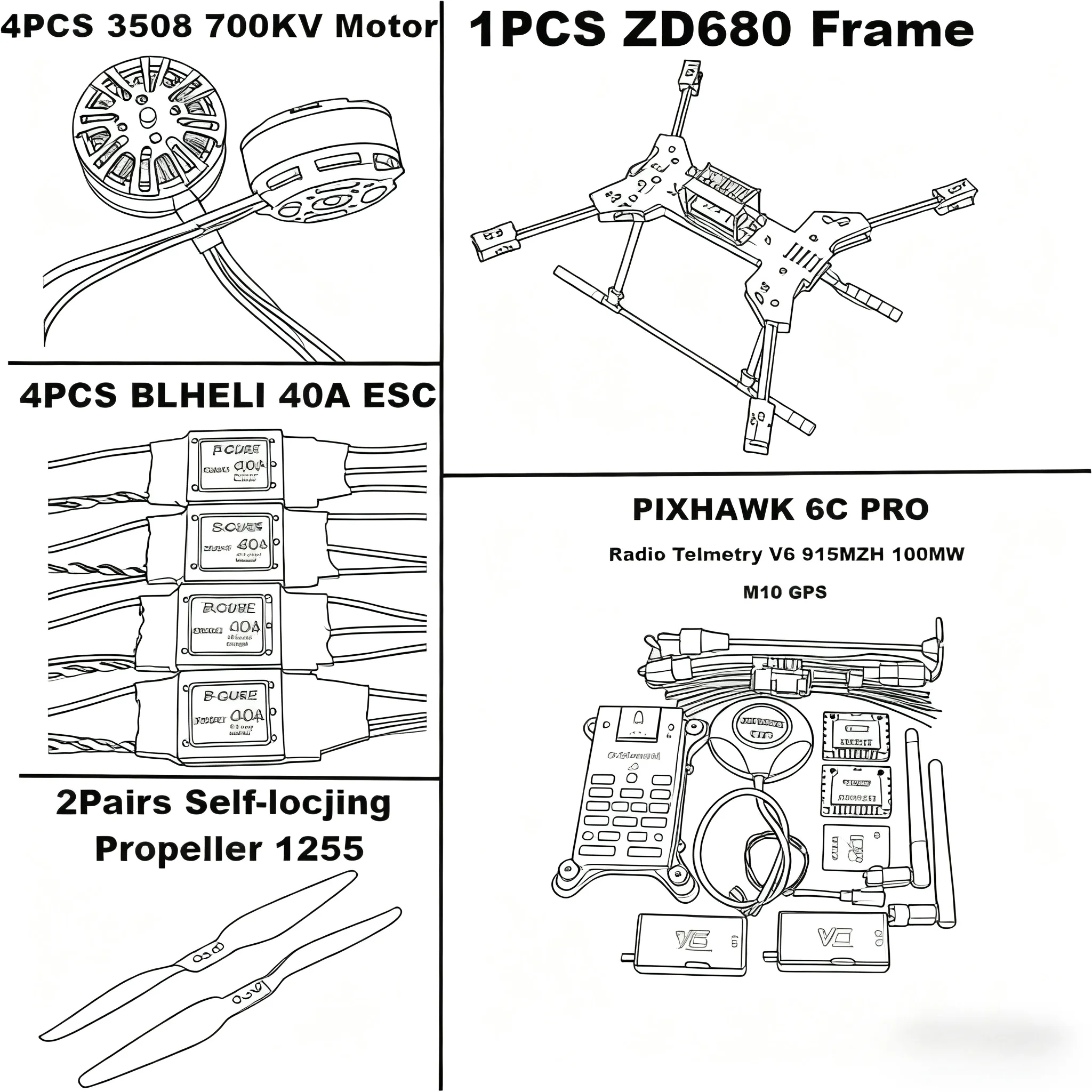 НОВЫЙ ZD680 6C PRO M8N/M9N/M10, полностью карбоновый шестиротор, складной рычаг, комплект рамы для гексакоптера PIXHAWK с несъемным шасси 
НОВЫЙ ZD680 6C PRO M8N/M9N/M10, полностью карбоновый шестиротор, складной рычаг, комплект рамы для гексакоптера PIXHAWK с несъемным шасси
