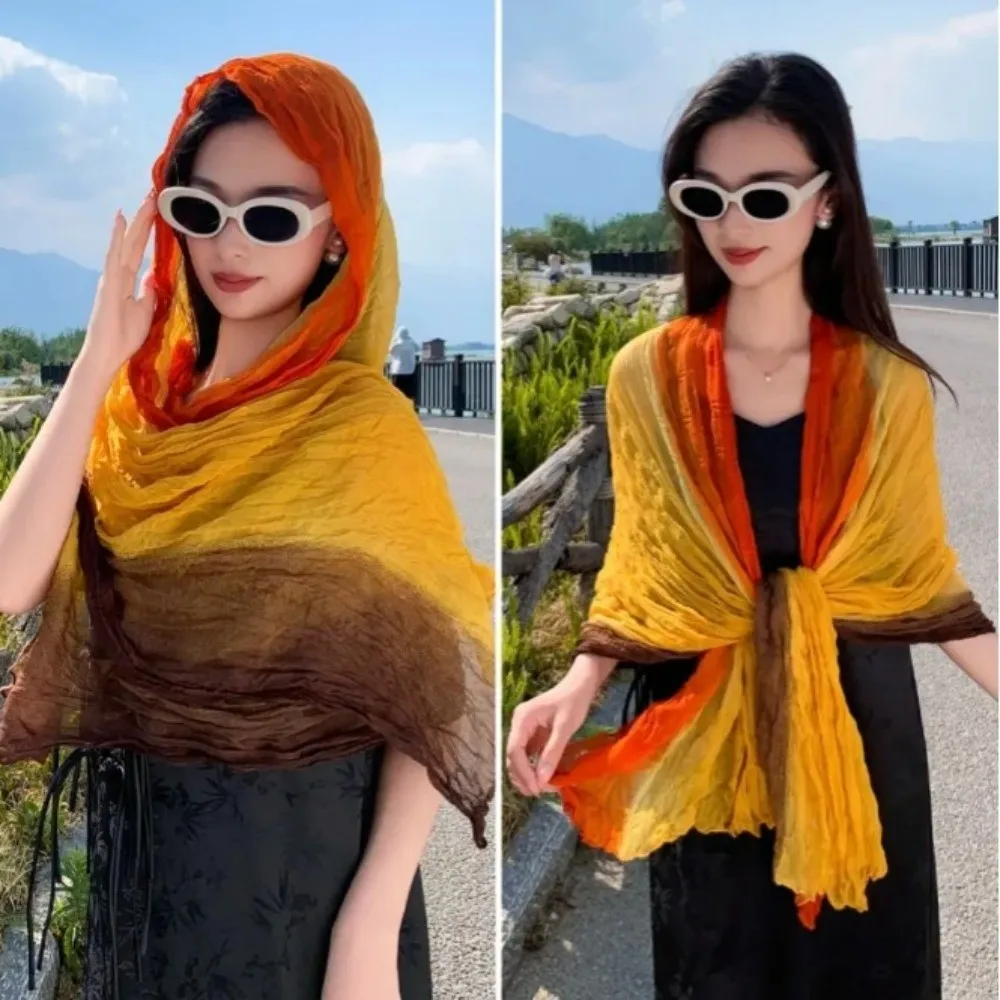 Gradient Cotton Linen Scarf Vintage Luxury Brand Designer Artistic Pleated Scarf Neck Protection Long Shawl Wrap
Gradient Cotton Linen Scarf Vintage Luxury Brand Designer Artistic Pleated Scarf Neck Protection Long Shawl Wrap