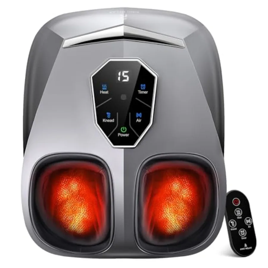 Shiatsu foot massager for home use, premium PU leather in black, deep kneading squeeze massage with heat for plantar fasciitis
Shiatsu foot massager for home use, premium PU leather in black, deep kneading squeeze massage with heat for plantar fasciitis