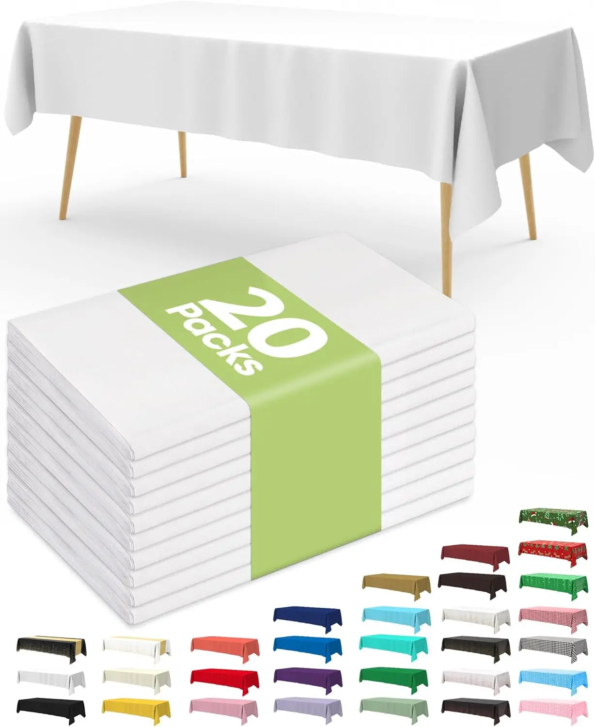 Plastic Table Cloth Disposable 20 Pack, 54 x 108 Inch White Tablecloths for Party Picnic Wedding, Leakproof & Sturdy Rectangle
Plastic Table Cloth Disposable 20 Pack, 54 x 108 Inch White Tablecloths for Party Picnic Wedding, Leakproof & Sturdy Rectangle