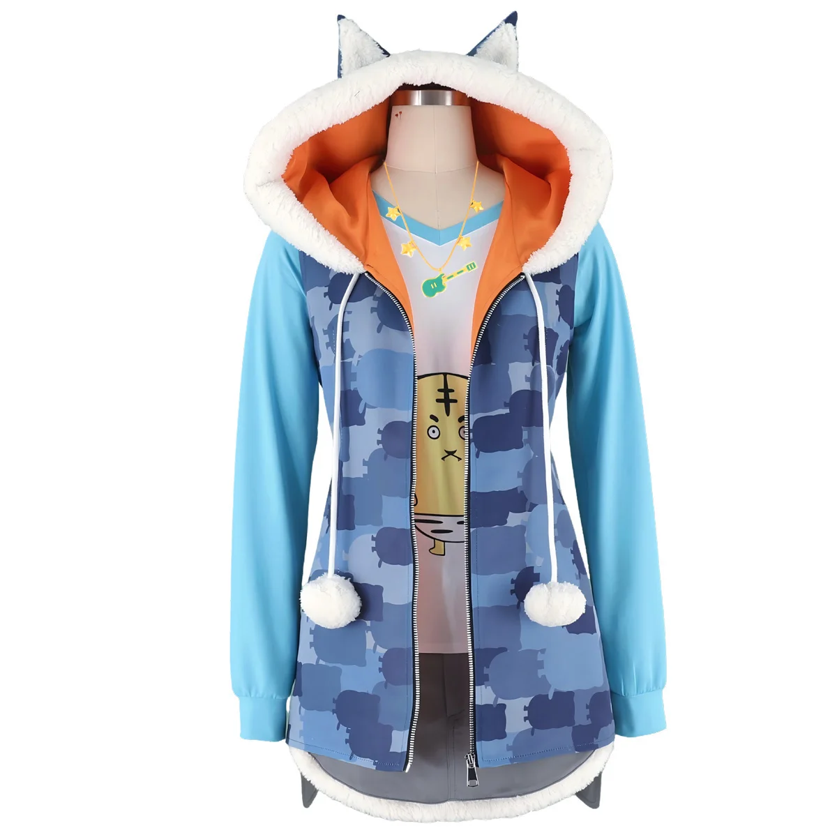 HOLRAN Women's Costume Super Sonico Anime Cosplay Cat Ears Tiger Print Zip Up Coat with Shirt and Skirts
HOLRAN Women's Costume Super Sonico Anime Cosplay Cat Ears Tiger Print Zip Up Coat with Shirt and Skirts