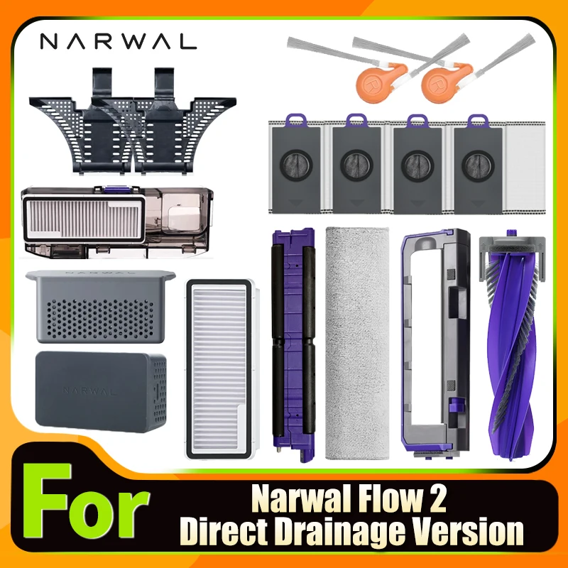 Accessories for Narwal Flow 2 (Direct Drainage Version) Main Side Brush Mop Cloths HEPA Filter Dust Bag Replacement Spare Parts
Accessories for Narwal Flow 2 (Direct Drainage Version) Main Side Brush Mop Cloths HEPA Filter Dust Bag Replacement Spare Parts