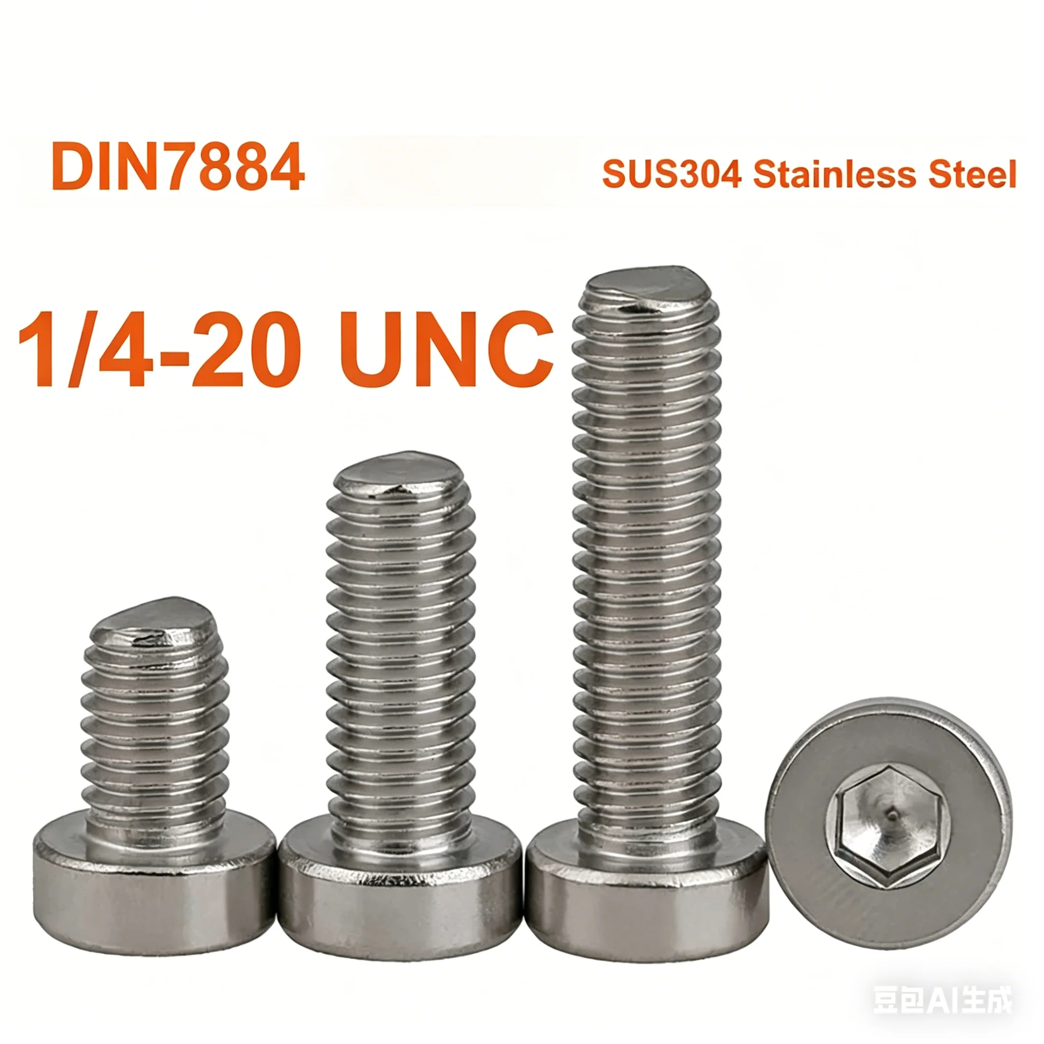 1/4-20 UNC DIN7984 SUS304 Stainless Steel Hexagon Socket Thin Head Cap Screws Allen Key Bolt Low Short Profile Head
1/4-20 UNC DIN7984 SUS304 Stainless Steel Hexagon Socket Thin Head Cap Screws Allen Key Bolt Low Short Profile Head