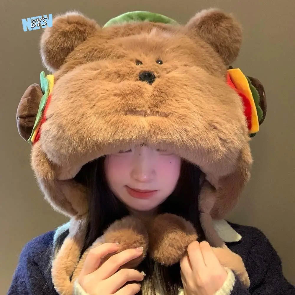 Cute Cartoon Hamburger Winter Plush Hat Anti-cold Windproof Bear Lei Feng Hat Penguin Warmer Ear Protection Cap Women
Cute Cartoon Hamburger Winter Plush Hat Anti-cold Windproof Bear Lei Feng Hat Penguin Warmer Ear Protection Cap Women