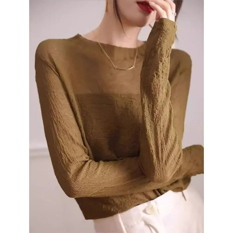 Плиссированный текстурированный вязаный свитер, топ с нижней рубашкой, пуловер с длинными рукавами, осенний новый стиль, женский пуловер
Плиссированный текстурированный вязаный свитер, топ с нижней рубашкой, пуловер с длинными рукавами, осенний новый стиль, женский пуловер