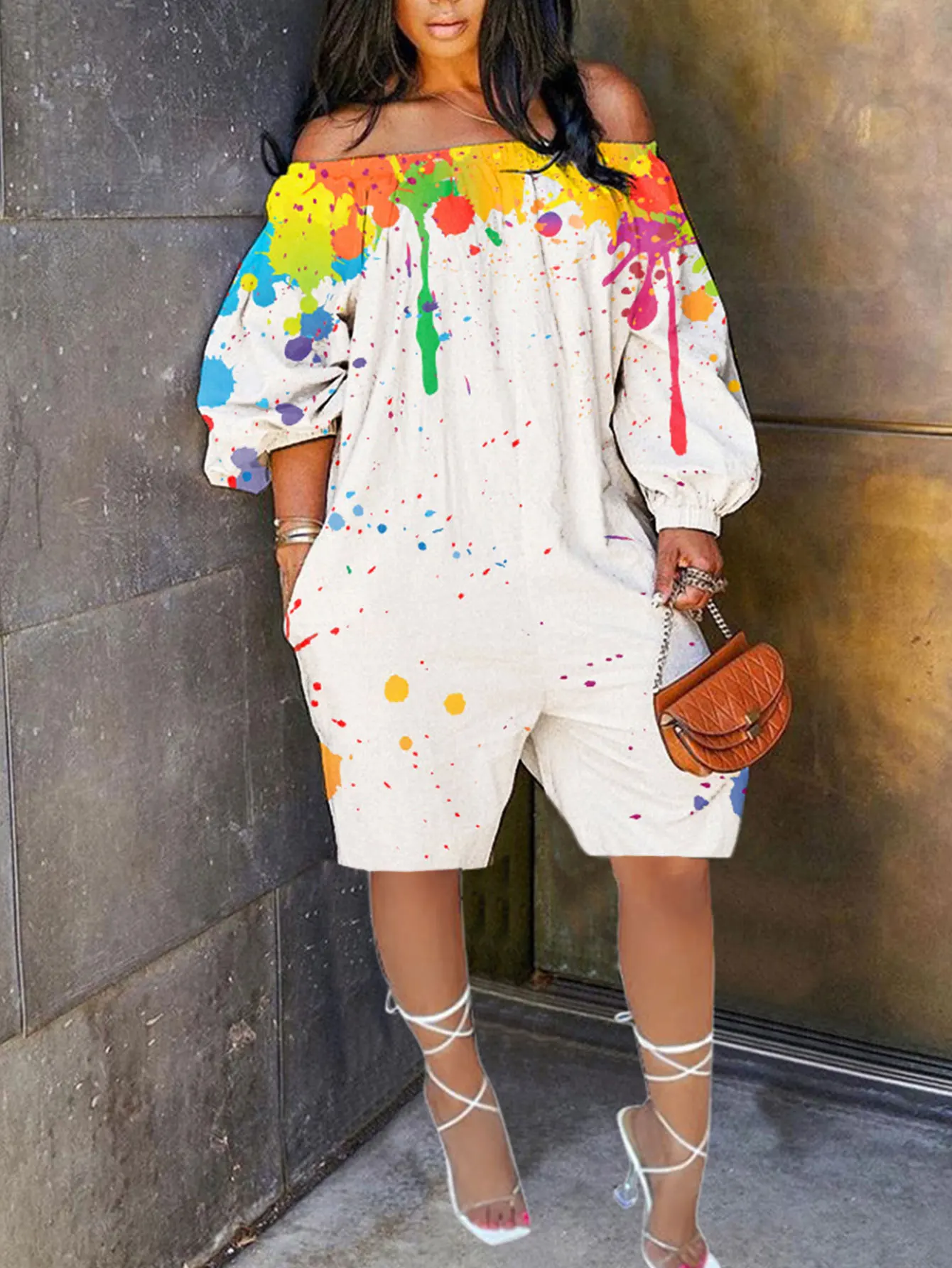 Women Off-Shoulder Paint Splash Jumpsuit – Loose Long Sleeve Romper with Pockets, Casual Streetwear Summer Outfit
Women Off-Shoulder Paint Splash Jumpsuit – Loose Long Sleeve Romper with Pockets, Casual Streetwear Summer Outfit