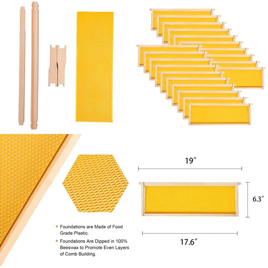 MayBee 20 Pack Honey Bee Frames with 100% Beeswax Coated Food Grade Foundation Sheets, Medium Super Beehive Frame for Beekeepin
MayBee 20 Pack Honey Bee Frames with 100% Beeswax Coated Food Grade Foundation Sheets, Medium Super Beehive Frame for Beekeepin
