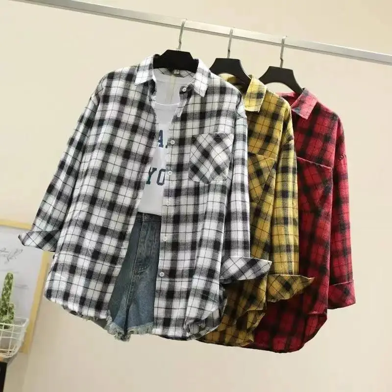 Cotton Plaid Long Sve irt Jaet Loose Fit Korean Sle Spring Autumn New Women's Clothing College Sle Outerwear
Cotton Plaid Long Sve irt Jaet Loose Fit Korean Sle Spring Autumn New Women's Clothing College Sle Outerwear