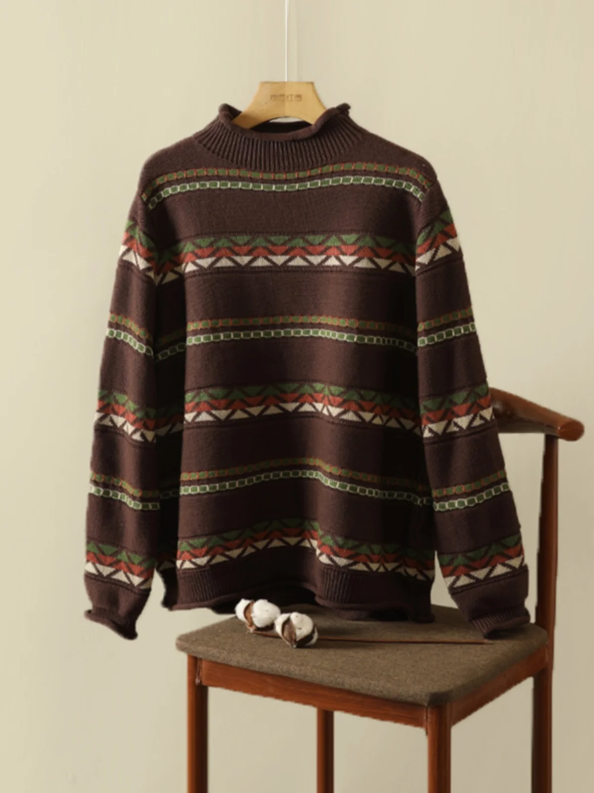 Faionable Contrast Color Stripe Print Knitted Sweater Casual f High Collar Base irt Autumn Long Sve round Neline ...
Faionable Contrast Color Stripe Print Knitted Sweater Casual f High Collar Base irt Autumn Long Sve round Neline ...