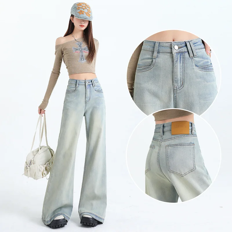 Temperament Light Blue Denim Wide-leg Pants Women's Spring and Fall Fashion High-waisted Baggy Stretch Casual Floor-length Jeans
Temperament Light Blue Denim Wide-leg Pants Women's Spring and Fall Fashion High-waisted Baggy Stretch Casual Floor-length Jeans