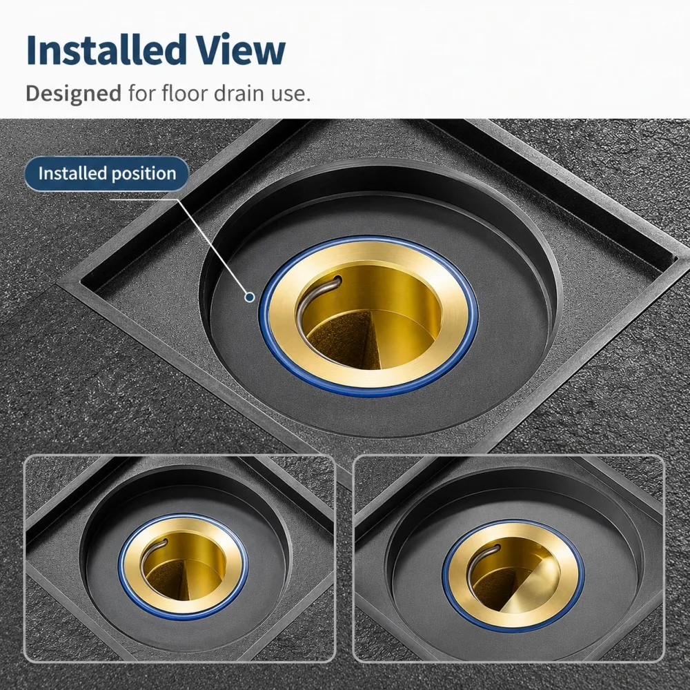 Gold Tone Floor Drain Core Blue Silicone Ring Flow Activated Flap Drain Insert for Bathroom Shower Kitchen Drain Replacement Kit
Gold Tone Floor Drain Core Blue Silicone Ring Flow Activated Flap Drain Insert for Bathroom Shower Kitchen Drain Replacement Kit