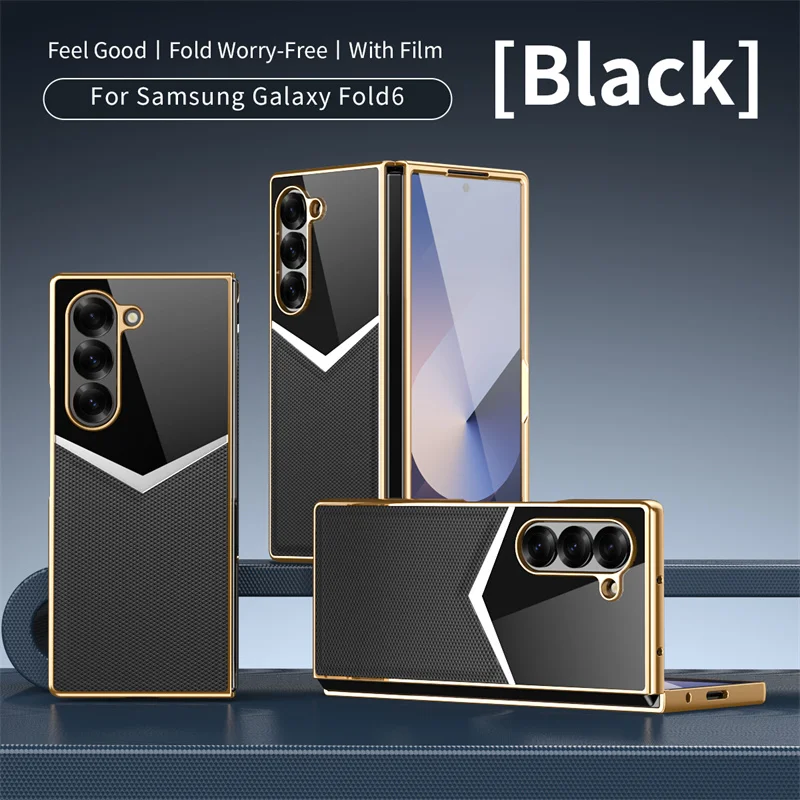 Luxury PU Leather Electroplated Frame Phone Case For Samsung Galaxy Z Fold 7 6 5 4 3 5G Screen Protector Film Shockproof Cover
Luxury PU Leather Electroplated Frame Phone Case For Samsung Galaxy Z Fold 7 6 5 4 3 5G Screen Protector Film Shockproof Cover