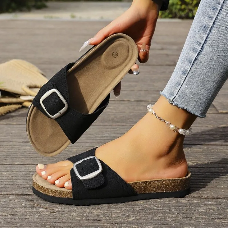 Women's Simple Solid Color Buckle Cover for Wearing Flat Heeled Straight Slippers Summer Retro Casual Slip-On Shoes Pu Upper 43
Women's Simple Solid Color Buckle Cover for Wearing Flat Heeled Straight Slippers Summer Retro Casual Slip-On Shoes Pu Upper 43