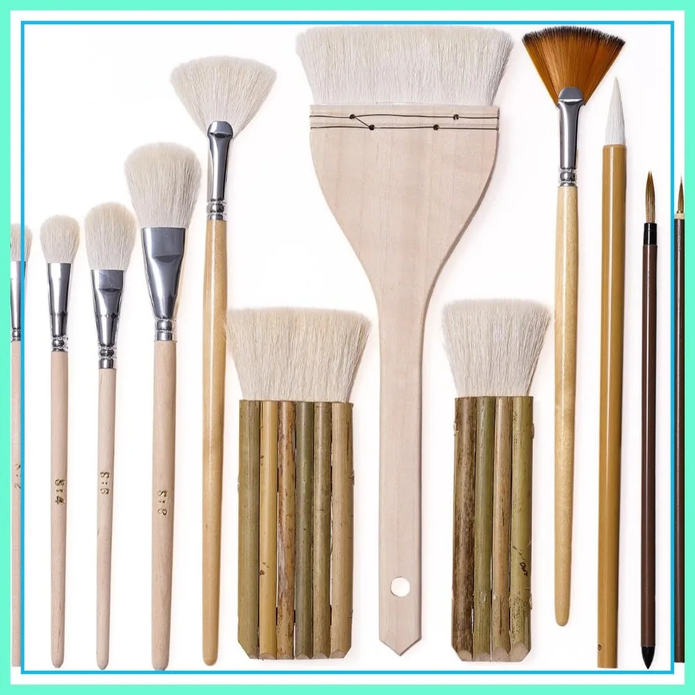 12 Pcs Pottery Glaze Brushes Set, Goat Hair & Hake Brush, Soft Bristle for Ceramic Clay Acrylic Painting
12 Pcs Pottery Glaze Brushes Set, Goat Hair & Hake Brush, Soft Bristle for Ceramic Clay Acrylic Painting