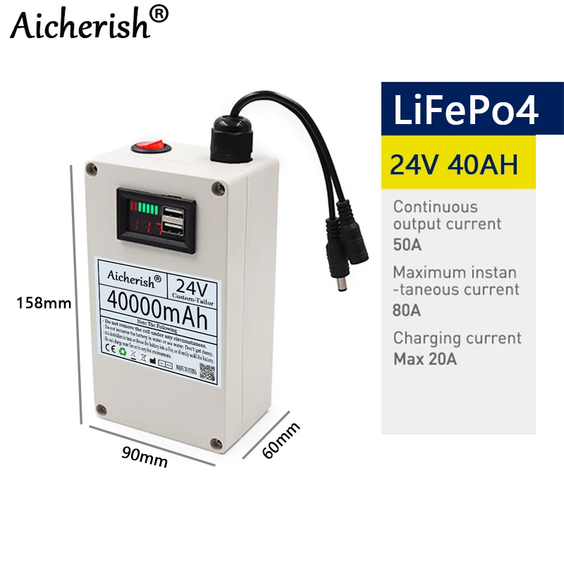 Upgraded 32700 Lithium Iron Phosphate Battery USB 24V 20Ah/30Ah40Ah/50Ah/60Ah Rechargeable Battery Built-In BMS.
Upgraded 32700 Lithium Iron Phosphate Battery USB 24V 20Ah/30Ah40Ah/50Ah/60Ah Rechargeable Battery Built-In BMS.