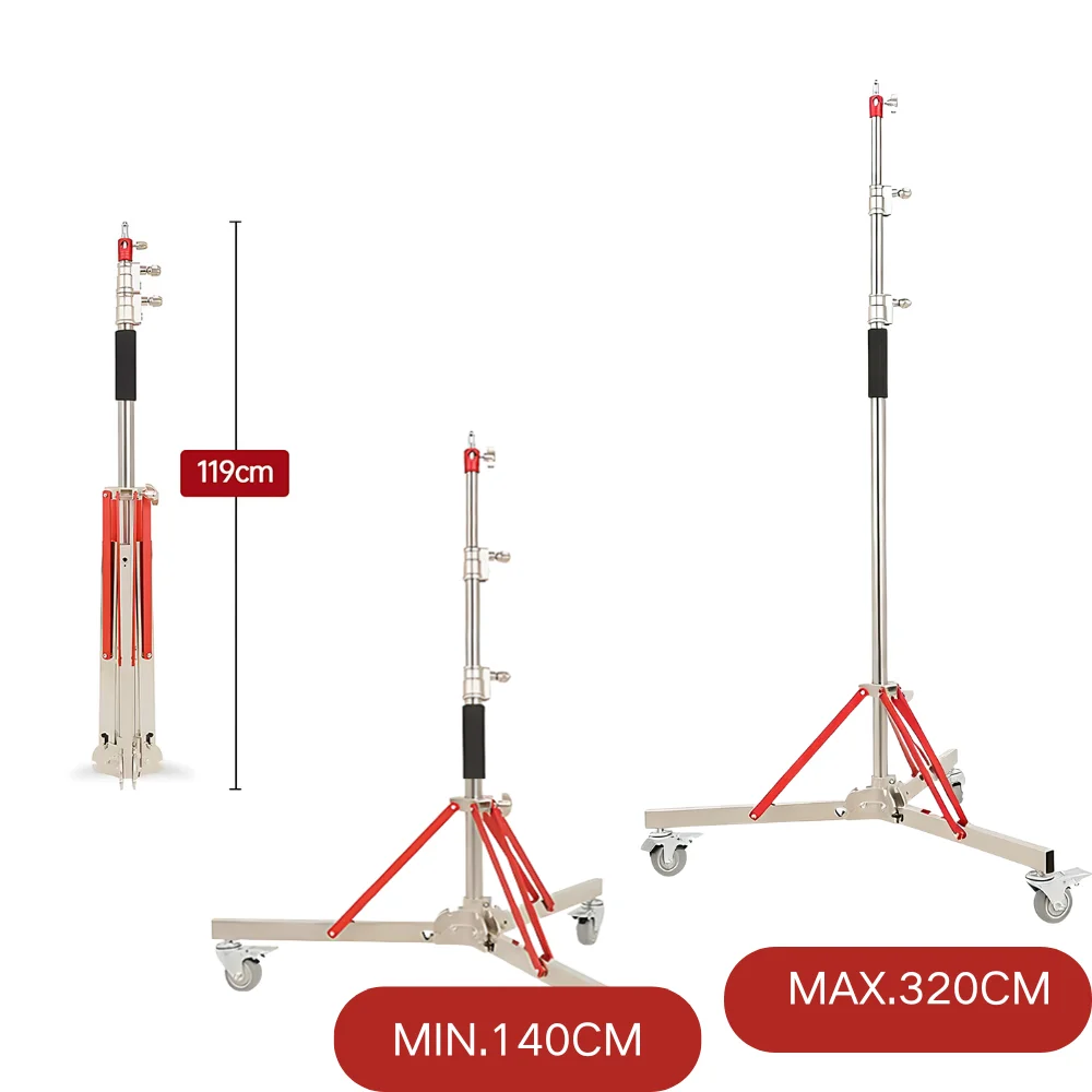 320cm Heavy Duty Light Stand with Casters, Adjustable Tripod Stand 100% Stainless Steel, Photography Wheeled Base Stand Studio
320cm Heavy Duty Light Stand with Casters, Adjustable Tripod Stand 100% Stainless Steel, Photography Wheeled Base Stand Studio