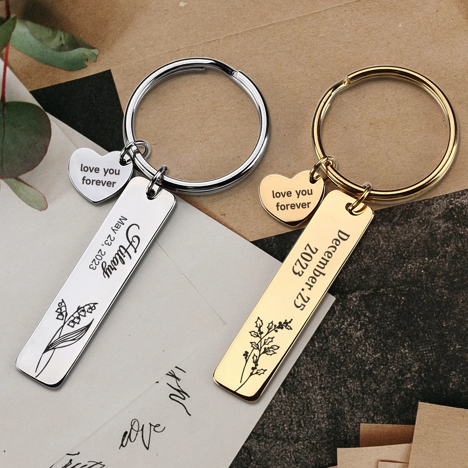 Stainless Steel Birth Flower Personalized Name Text Date Keychain Anniversary Gift for Mother's Day Lovers Family Custom Keyring
Stainless Steel Birth Flower Personalized Name Text Date Keychain Anniversary Gift for Mother's Day Lovers Family Custom Keyring