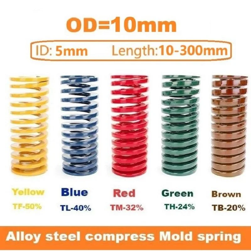 Alloy steel compress Mold spring Outer Diameter 10mm Inner Diameter 5mm Lengtrh10-300mm Yellow Small Load Die Mold Spring
Alloy steel compress Mold spring Outer Diameter 10mm Inner Diameter 5mm Lengtrh10-300mm Yellow Small Load Die Mold Spring