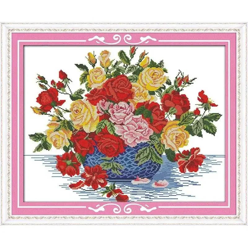 Joy Sunday News Printed Cross Stitch Kit , Easy Sewing Pattern for Beginner Stamped Fabric Embroidery Set-Roes In Blue Vase
Joy Sunday News Printed Cross Stitch Kit , Easy Sewing Pattern for Beginner Stamped Fabric Embroidery Set-Roes In Blue Vase