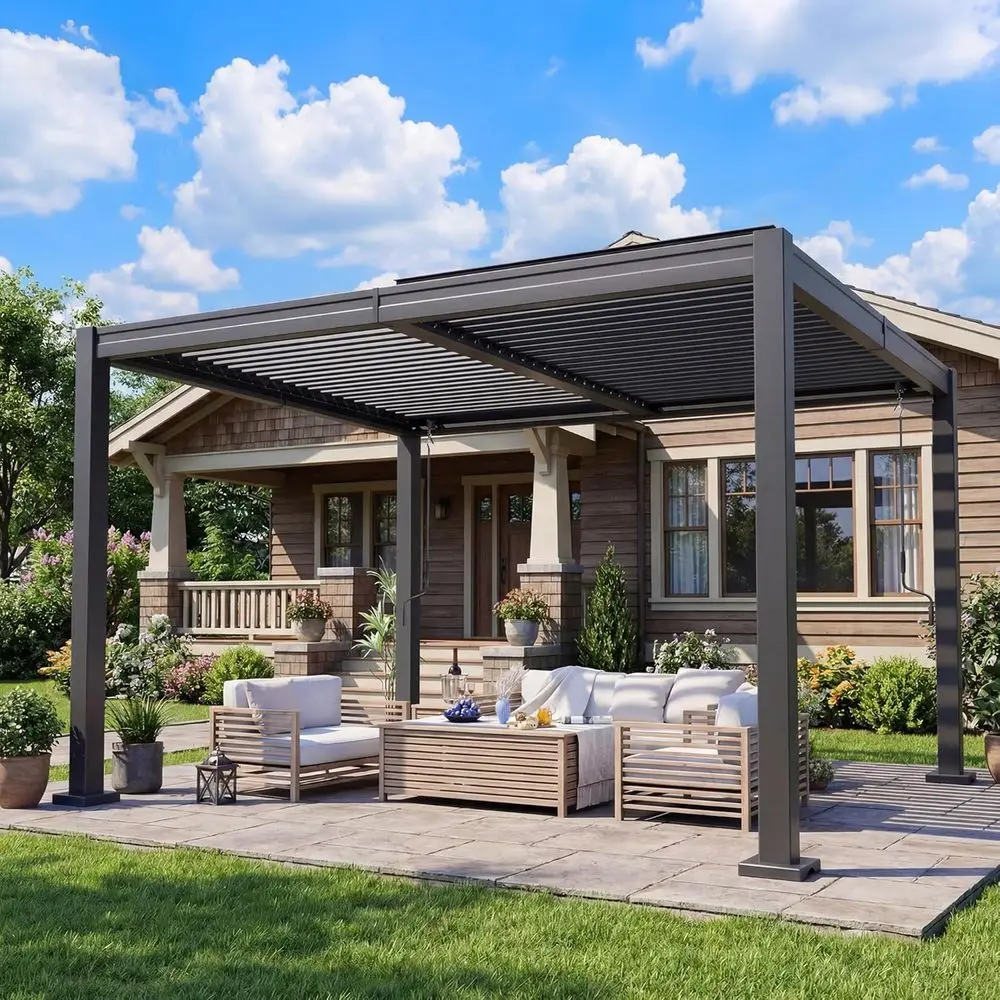 10x12 T Outdoor Louvered Pergola, Hardtop Gazebo with 2 Independent Adjustable Roos and Drainage System, Metal Patio Pavilion or
10x12 T Outdoor Louvered Pergola, Hardtop Gazebo with 2 Independent Adjustable Roos and Drainage System, Metal Patio Pavilion or
