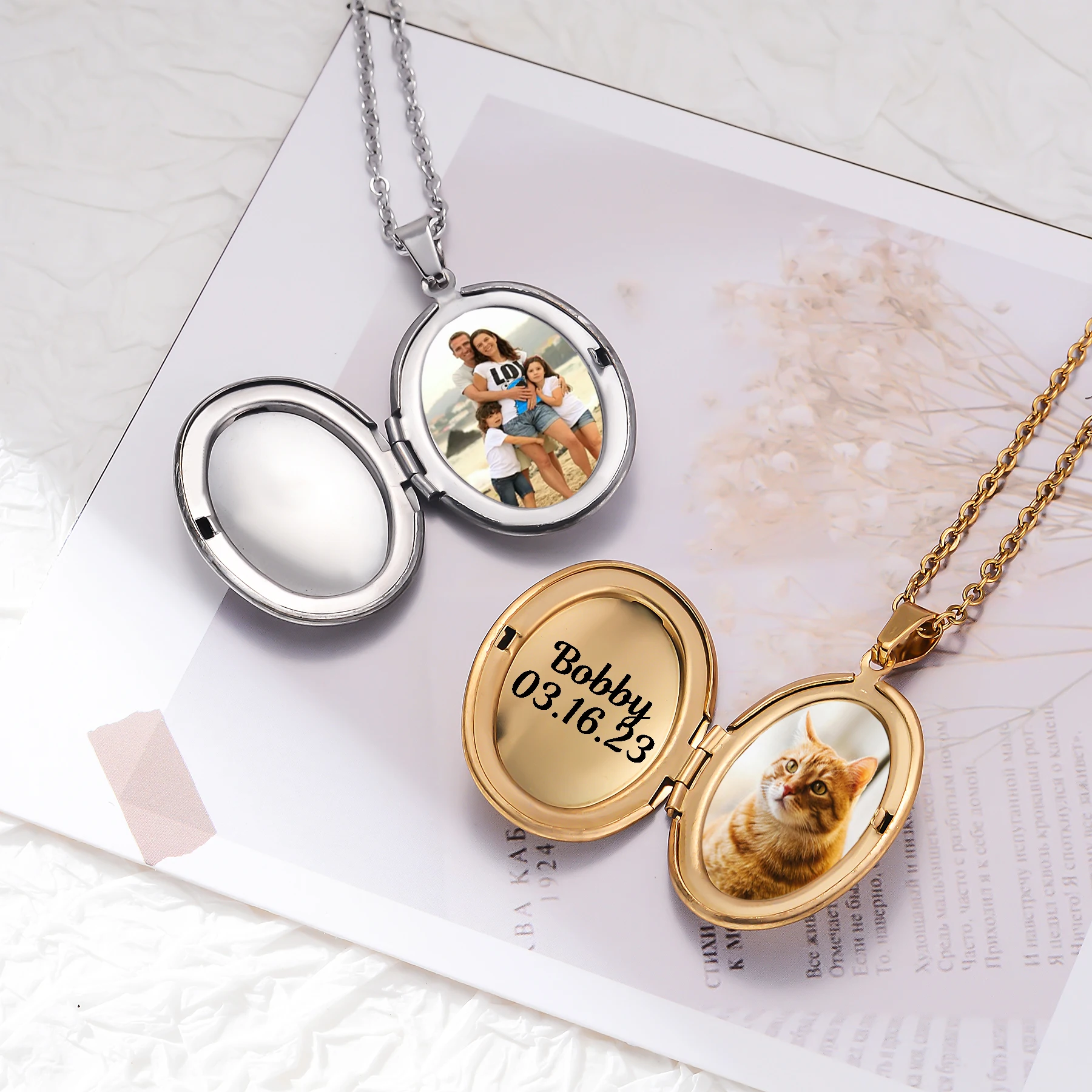 Custom Photo High Quality Oval Pendant Stainless Steel Locket Necklace Personalized Picture Text Jewelry Friend Lovers Gift
Custom Photo High Quality Oval Pendant Stainless Steel Locket Necklace Personalized Picture Text Jewelry Friend Lovers Gift