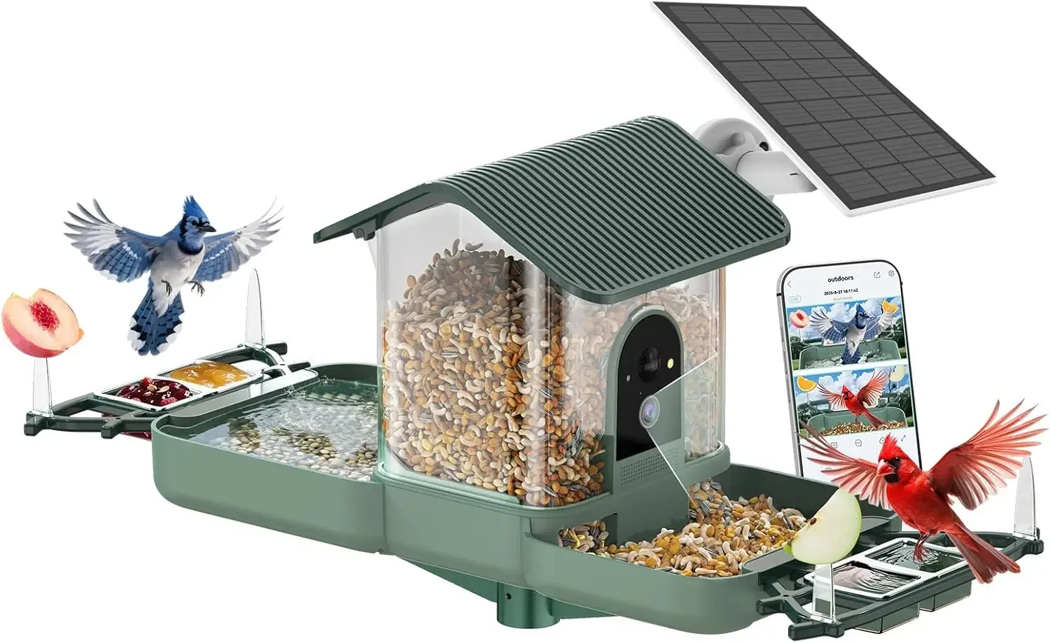 Dual-Lens Bird Feeder with Camera & Bird Bath Combo, Watch Birds Eat & Bathe with WiFi 2K HD Video, Auto Record, AI Recognition,
Dual-Lens Bird Feeder with Camera & Bird Bath Combo, Watch Birds Eat & Bathe with WiFi 2K HD Video, Auto Record, AI Recognition,