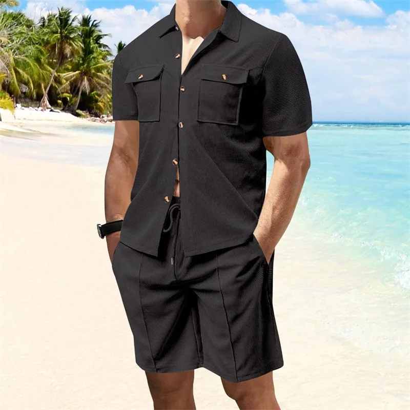 Casual Men s Summer Set Stylish Short Sleeve Button Up Shirt and Comfortable Elastic Waist Shorts in Solid Colors for Beach
Casual Men s Summer Set Stylish Short Sleeve Button Up Shirt and Comfortable Elastic Waist Shorts in Solid Colors for Beach