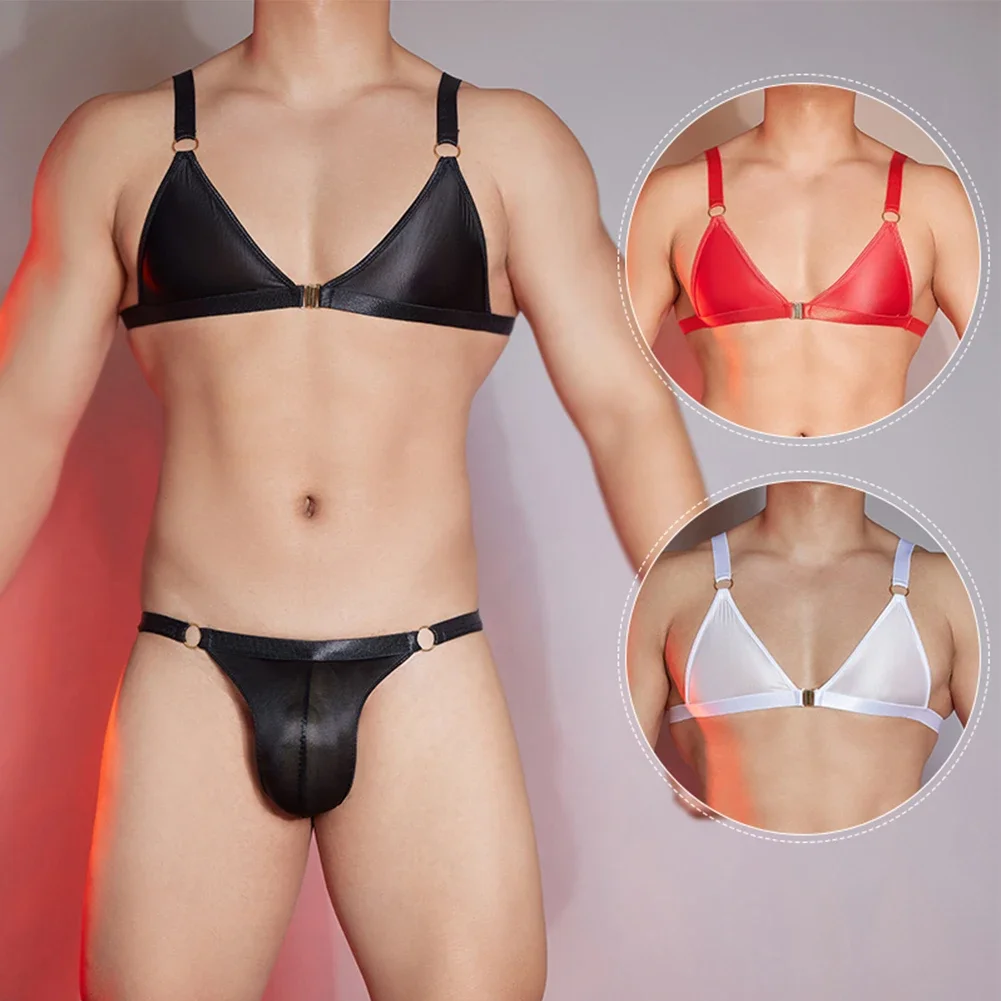 Mens Removable Bra Underwear Oil Glossy Erotic Hombre Male Lingerie Muscle Harness Body Chest Bra Panties Elastic Briefs Thong
Mens Removable Bra Underwear Oil Glossy Erotic Hombre Male Lingerie Muscle Harness Body Chest Bra Panties Elastic Briefs Thong