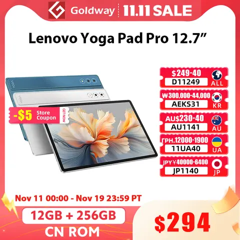 Original Lenovo Yoga Pad Pro 12.7 Tab 12GB 256GB Snapdragon 8 Gen 3 12.7" 144Hz LCD Screen 10200mAh Battery Android 14 Tablet PC