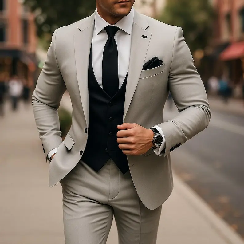 Custom Made 3 piece Slim Fit Grey and Black Suit Wedding Tuxedo Formal Party Wear
Custom Made 3 piece Slim Fit Grey and Black Suit Wedding Tuxedo Formal Party Wear