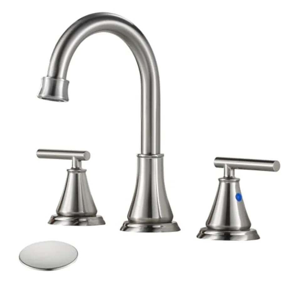 8 Inch Widespread Bathroom Sink Faucet 3 Hole, Bathroom Faucet with Metal Pop-Up Drain Assembly, Bathroom Vanity Faucet, 2 Hand
8 Inch Widespread Bathroom Sink Faucet 3 Hole, Bathroom Faucet with Metal Pop-Up Drain Assembly, Bathroom Vanity Faucet, 2 Hand