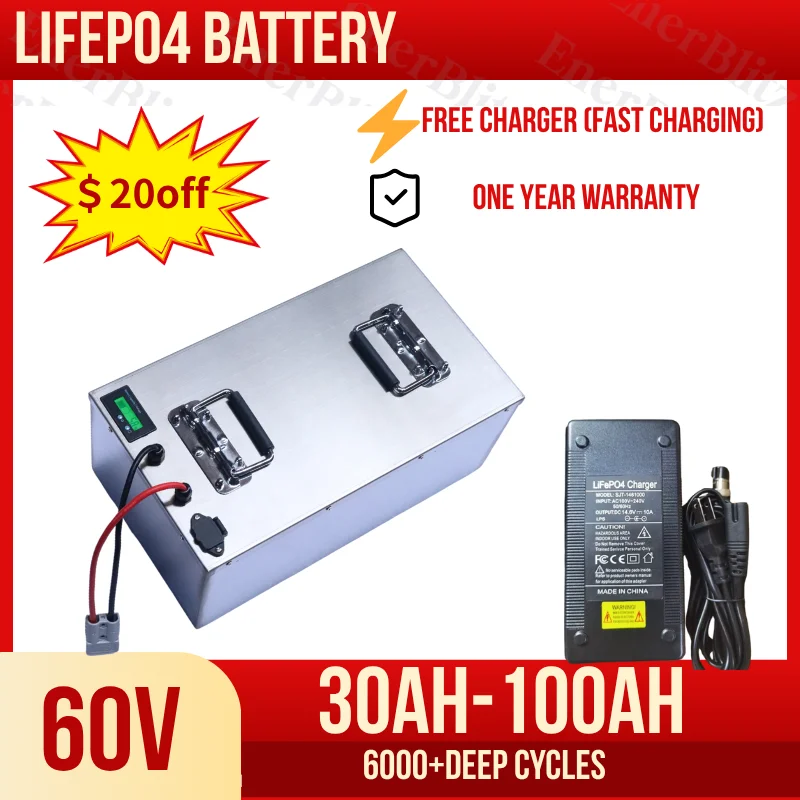 EB 60V 30Ah Battery 40Ah 50Ah 60Ah 70Ah 80Ah 90Ah 100Ah Lithium Lifepo4 For 1800W 3000W Two-Wheeler Motorcycle Scooter Tricycle
EB 60V 30Ah Battery 40Ah 50Ah 60Ah 70Ah 80Ah 90Ah 100Ah Lithium Lifepo4 For 1800W 3000W Two-Wheeler Motorcycle Scooter Tricycle