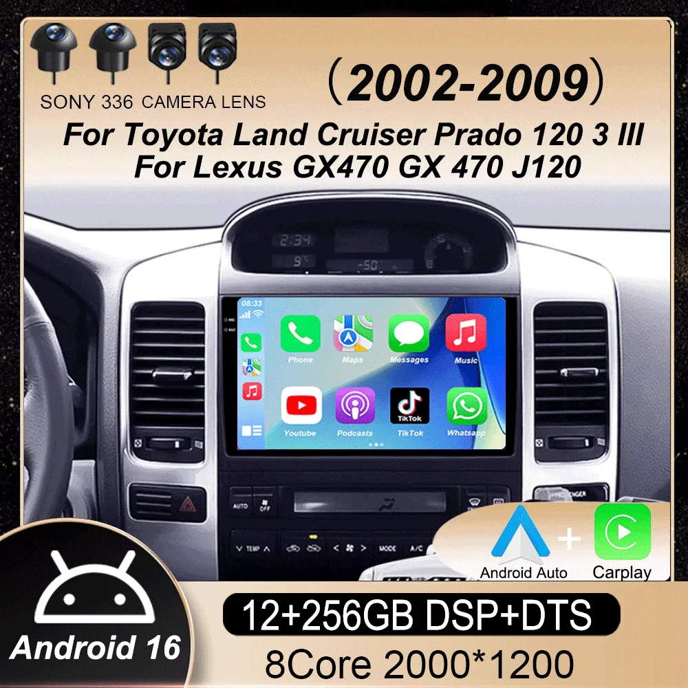 Android 16 For Toyota Land Cruiser Prado 120 3 III For Lexus GX470 GX 470 J120 2002 - 2009 Car Radio Multimedia Video Player
Android 16 For Toyota Land Cruiser Prado 120 3 III For Lexus GX470 GX 470 J120 2002 - 2009 Car Radio Multimedia Video Player