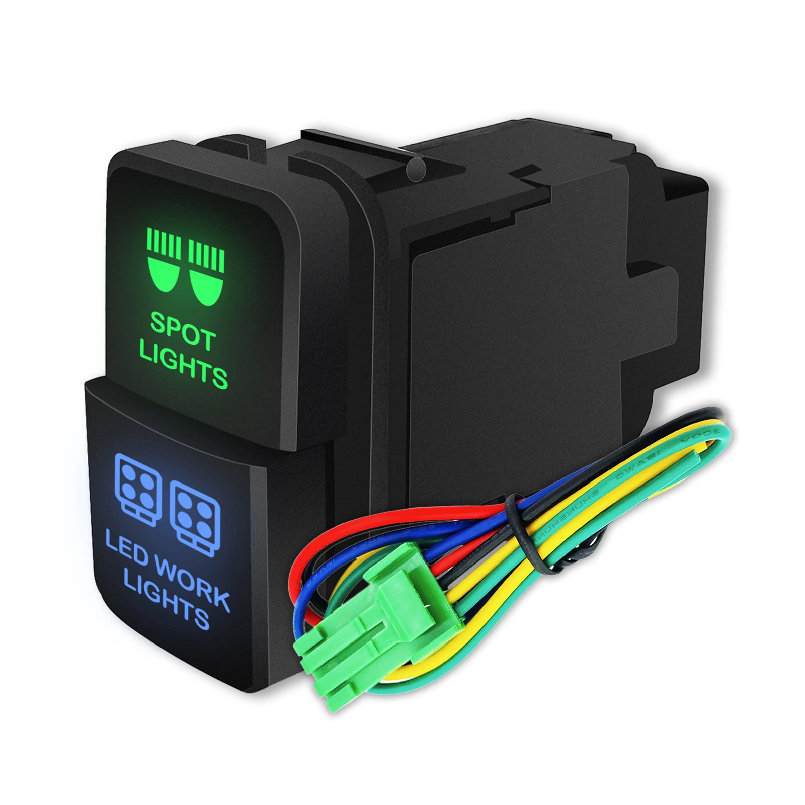 12V Green&Blue Led Spot Lights Led Work Light Dual Push Button Switch for Toyota Prado Hilux Landcruiser FJ RAV4 Corolla Tacoma 
12V Green&Blue Led Spot Lights Led Work Light Dual Push Button Switch for Toyota Prado Hilux Landcruiser FJ RAV4 Corolla Tacoma