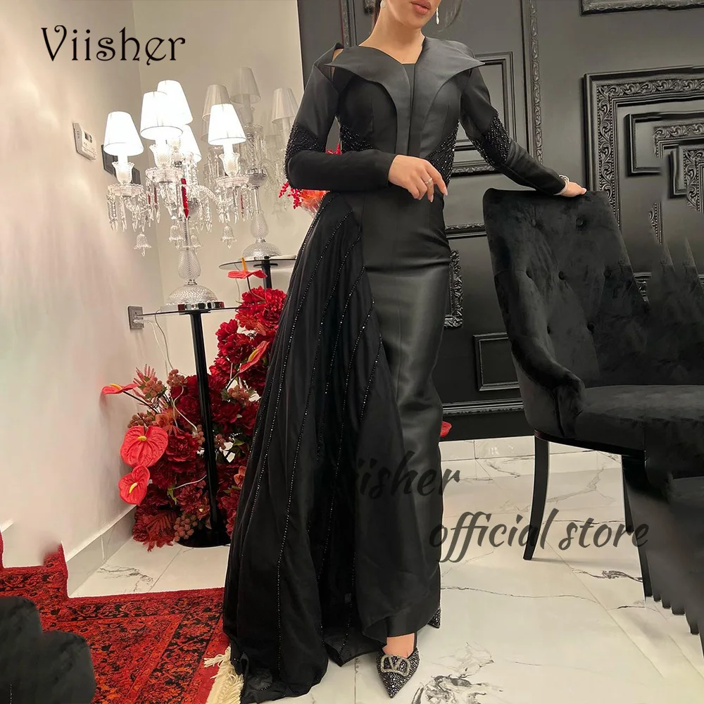 Черное платье-Русалка Viisher с длинным рукавом, блестками и бусинами, вечернее платье Дубая со шлейфом, арабские официальные платья
Черное платье-Русалка Viisher с длинным рукавом, блестками и бусинами, вечернее платье Дубая со шлейфом, арабские официальные платья