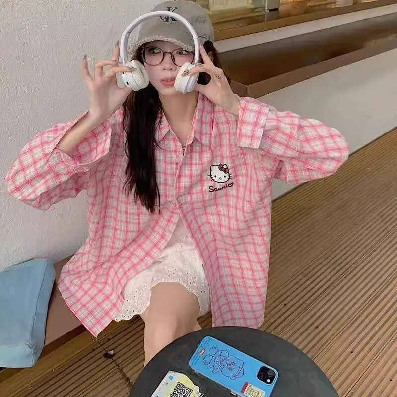 Sanrio New Shirt Hello Kitty Bow Long Sleeves Shirt Sweet Lattice New Loose All-Match Shirt Sweet Printing Cartoon Dopamine Coat
Sanrio New Shirt Hello Kitty Bow Long Sleeves Shirt Sweet Lattice New Loose All-Match Shirt Sweet Printing Cartoon Dopamine Coat