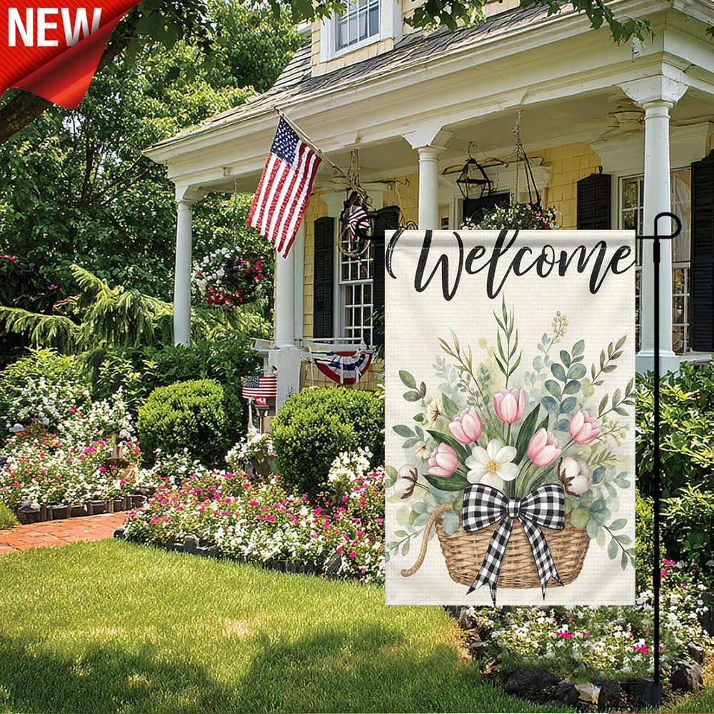 1PC, Welcome Pink Tulip Floral Basket Garden Flag Buffalo Plaid Bow Spring Outdoor Decorative Yard Banner
1PC, Welcome Pink Tulip Floral Basket Garden Flag Buffalo Plaid Bow Spring Outdoor Decorative Yard Banner
