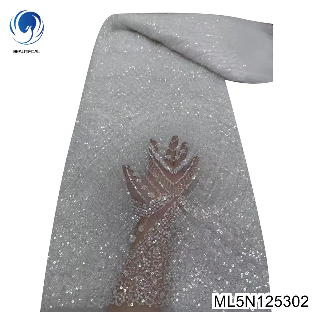 High Quality Beautiful White Party Dress Sequin Sewing Material 2025 French African Beaded Lace Fabric ML5N1253
High Quality Beautiful White Party Dress Sequin Sewing Material 2025 French African Beaded Lace Fabric ML5N1253