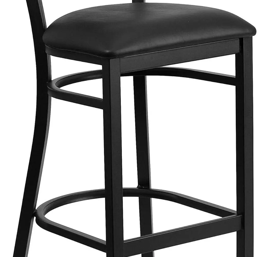 Black Metal 4-Legged Restaurant Bar Stool with Mahogany Backrest and Black Vinyl Seat
Black Metal 4-Legged Restaurant Bar Stool with Mahogany Backrest and Black Vinyl Seat