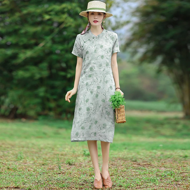 100% Ramie Women Cheongsam Dress New Arrival 2026 Summer Chinese Style Floral Print Ladies Elegant Long Qipao Dresses M2753
100% Ramie Women Cheongsam Dress New Arrival 2026 Summer Chinese Style Floral Print Ladies Elegant Long Qipao Dresses M2753