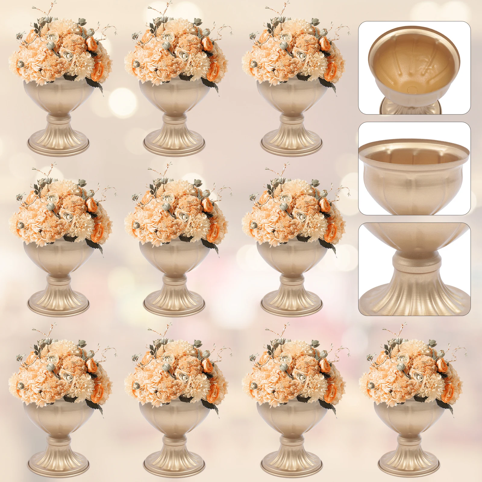10PCS Gold Metal Urn Planter Elegant Wedding Centerpieces Vase for Wedding Party
10PCS Gold Metal Urn Planter Elegant Wedding Centerpieces Vase for Wedding Party