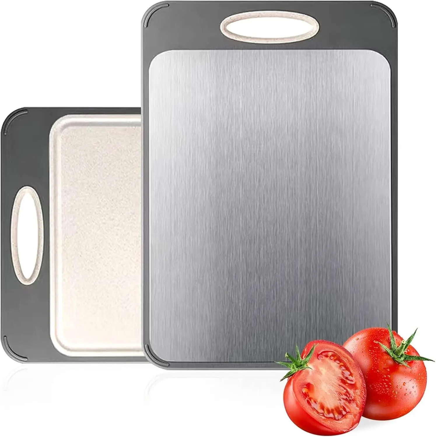 Double Sided Cutting Board, Stainless Steel & Wheat Straw, Large, with Juice Groove, Dishwasher Safe
Double Sided Cutting Board, Stainless Steel & Wheat Straw, Large, with Juice Groove, Dishwasher Safe